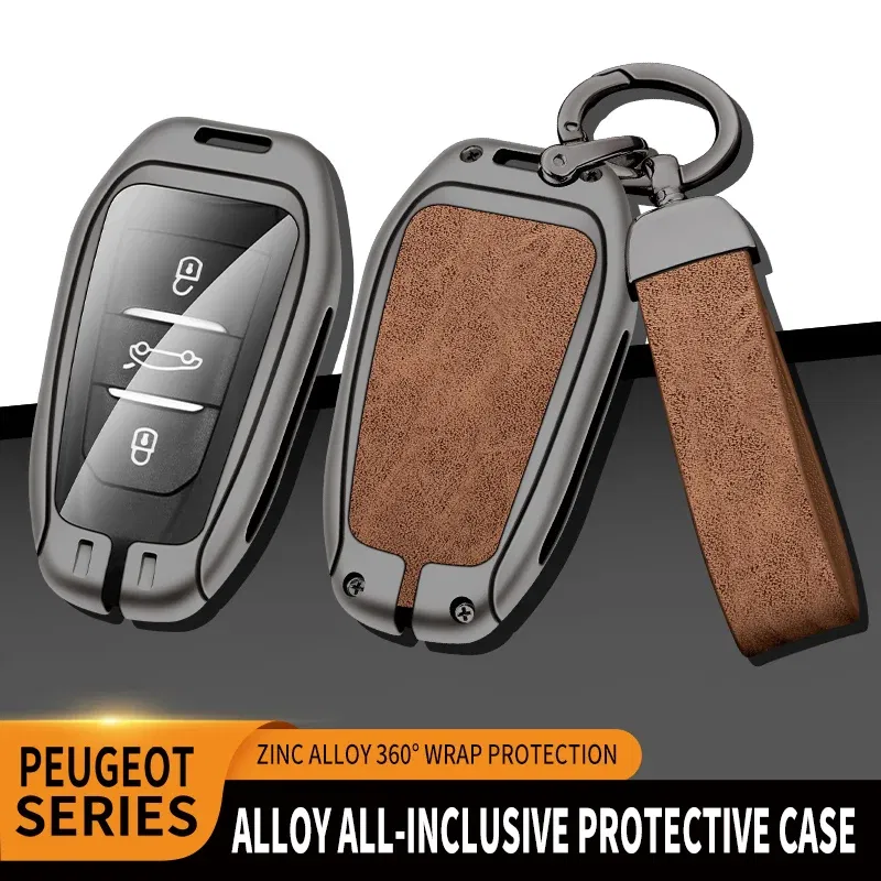 Color Name: ROYAL BLUE - Car Metal Key Case Cover Shell Fob For Peugeot 308 408 508 2008 3008 4008 5008 For Citroen C4 C6 C3-XR key chain Accessories