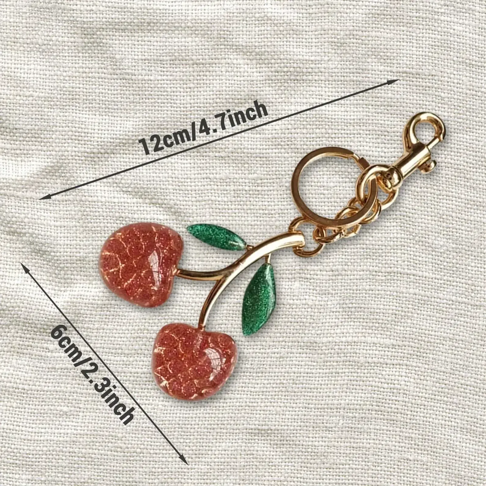 Color: black - Cherry Bag Charm Cherry Keychain Charm Metal Accessory Sparkling Resin For Coach Purses And Bags, Red, Black, Pink