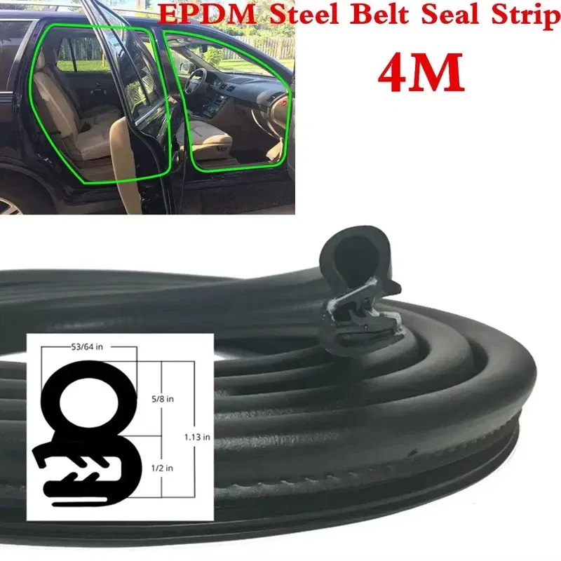 Color: WHITE - Car Door Rubber Seal Weatherstrip Steel Belt Weatherstripping Soundproof Waterproof Seal Kit Strip Rubber Seal Edge Trim
