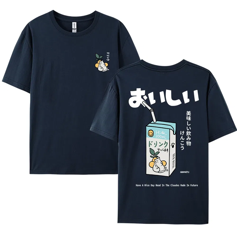 Color: black, Size: XL - Cute Japanese Cat Print Oversized T-shirt men Women Short Sleeve Loose Casual Tee Shirt Streetwear Tops Cotton Harajuku Clothing