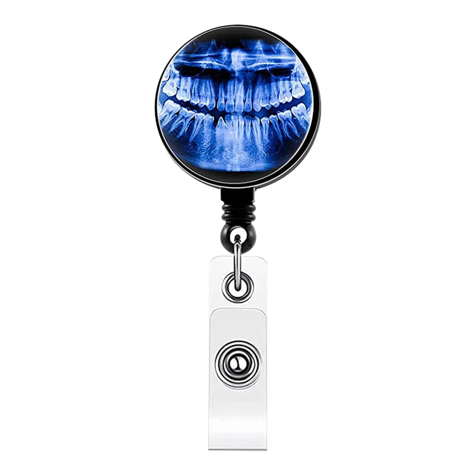 Color: Blue - X-Ray Badge Reel Retractable Radiology Badge Reel Holder Ct Rays Nurse Doctor Student Card Reel Clip Office Supply Recoil Badge