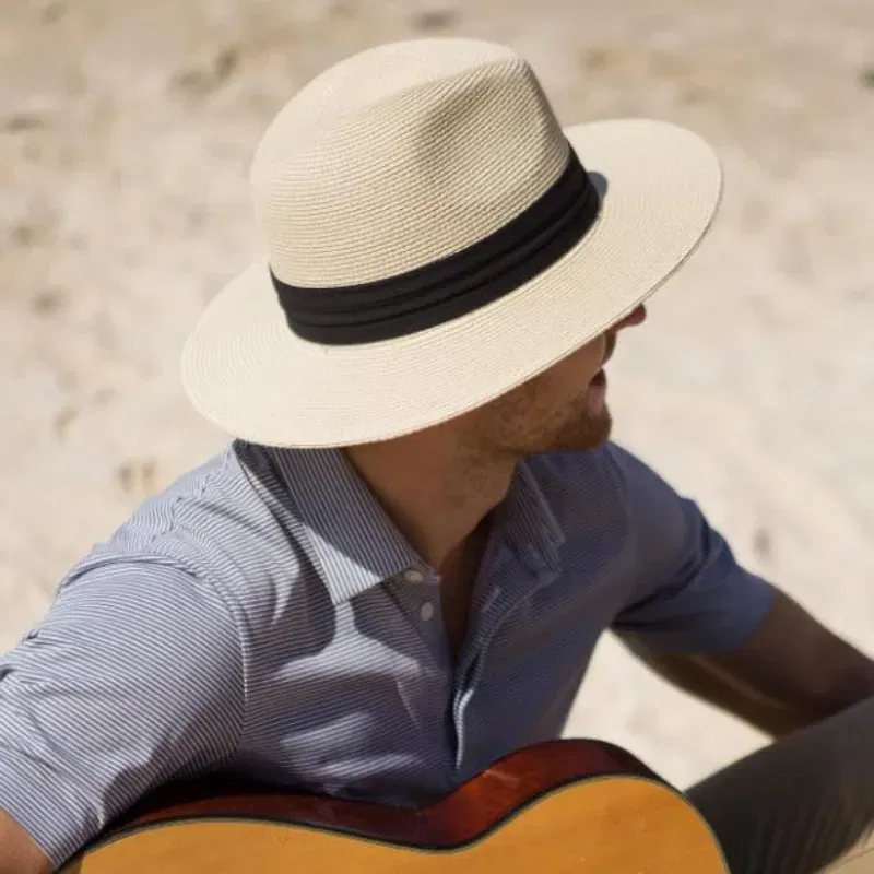 Color: green, Size: XS?€old?‰ - Large Size XL61-64cm Panama Sun Hats Men Wide Brim Straw Caps Women Summer Big Head Beach Hat Male Plus Size Fedora Hat 58-60cm