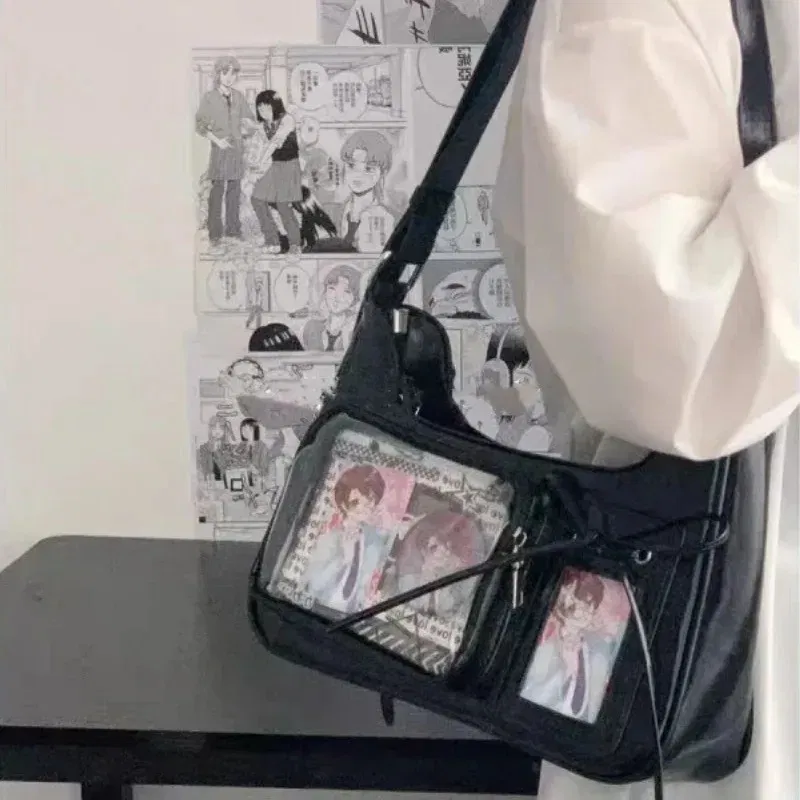Color: Red - Women's Transparent Ida Bags Japan Shoulder Bags Women Students Crossbody Bags Women's Designer Handbags