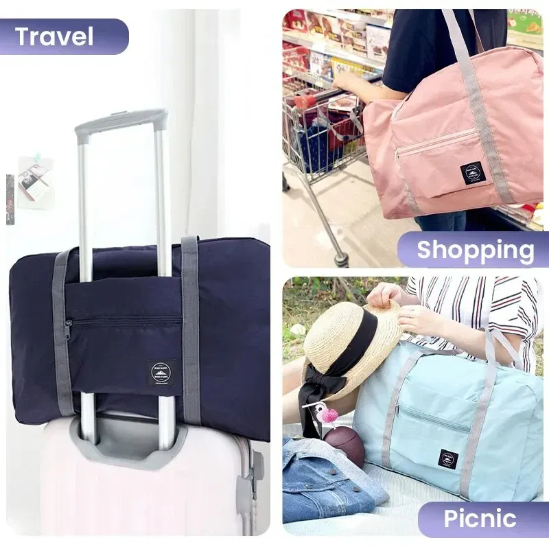 Color: Pink - Foldable Travel Duffel Bag for Airlines Carry on Bag for Women and Girls Lightweight Large Capacity Sports Weekend Trip Overnigh