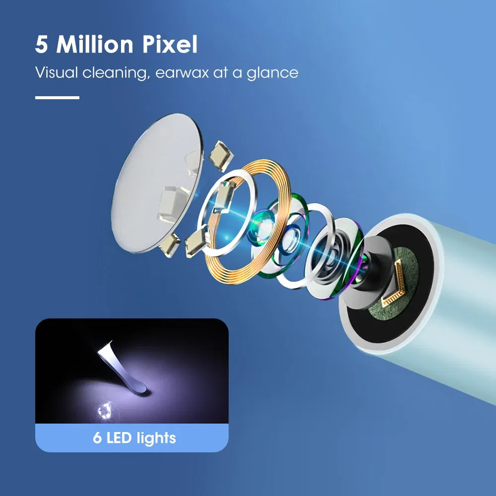 Color: Ivory - Visual Ear Cleaner With Camera 6 LED Lights 4.0mm Lens Ear Wax Removal Tool ?‹500W Pixel Camera Take Video 500W HD Earpick Gifts