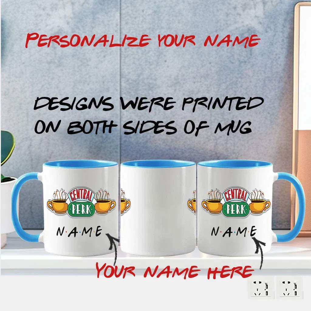 Color: Red, Capacity: 301-400ml - Personalized Name Mug Central Perk Design Coffee Mug Custom Tea Cup Chocolate Milk Beer Mugs Lovers Friends Gifts Dropshipping