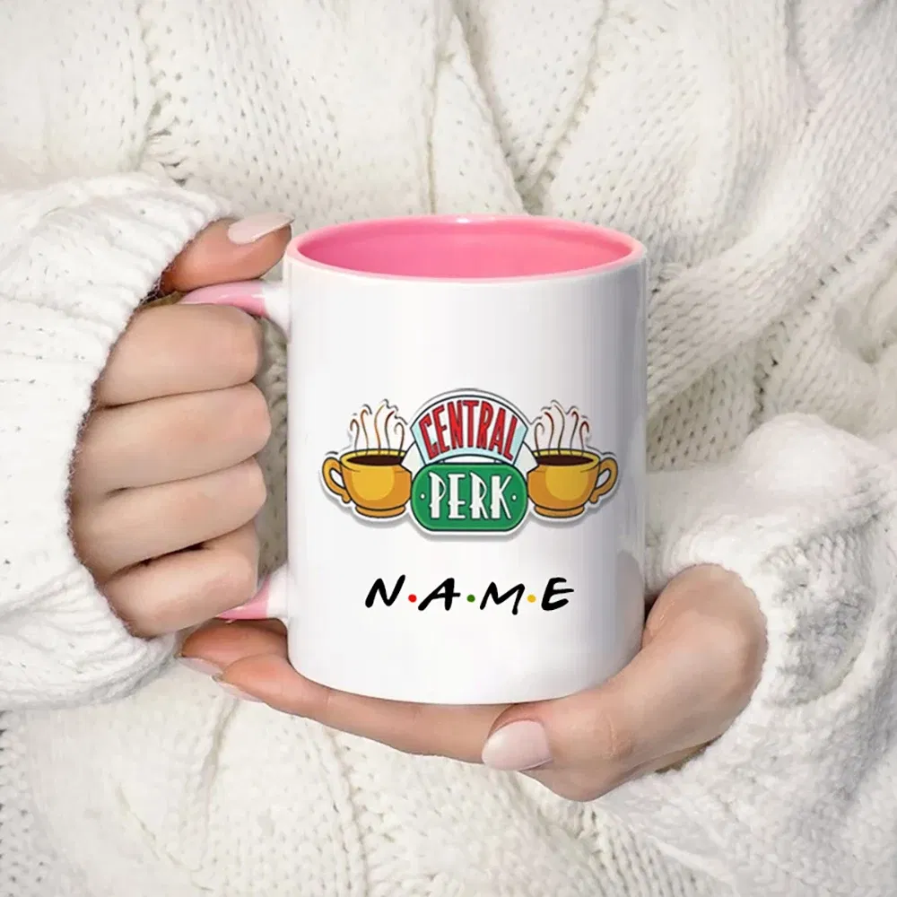 Color: Red, Capacity: 301-400ml - Personalized Name Mug Central Perk Design Coffee Mug Custom Tea Cup Chocolate Milk Beer Mugs Lovers Friends Gifts Dropshipping
