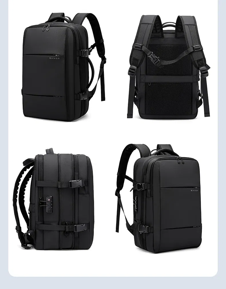 Color: green - Bange Travel Men 15.6 inch Laptop Backpack vacuum compression Backpack Business school Backpack expandable outdoor backpack
