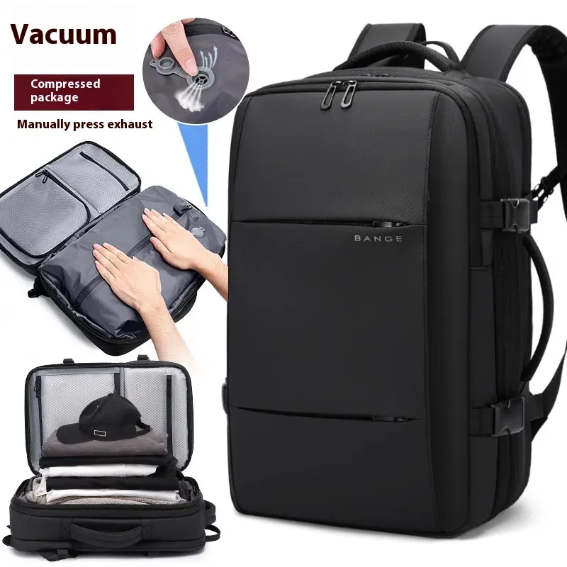 Color: green - Bange Travel Men 15.6 inch Laptop Backpack vacuum compression Backpack Business school Backpack expandable outdoor backpack