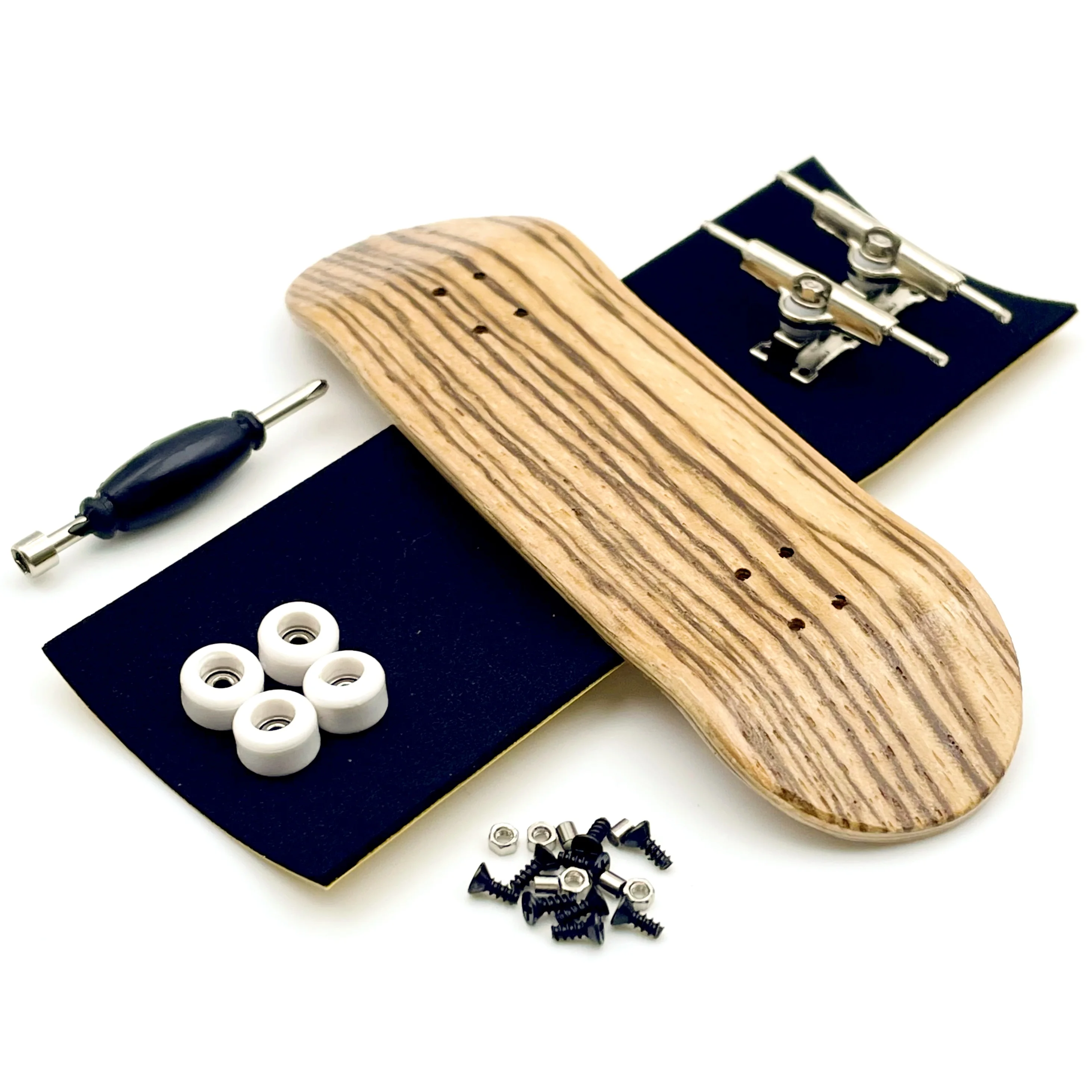 Color: Silver - 32mm Fingerboard Set with Maple Wooden Deck Metal Trucks Bearing Wheels