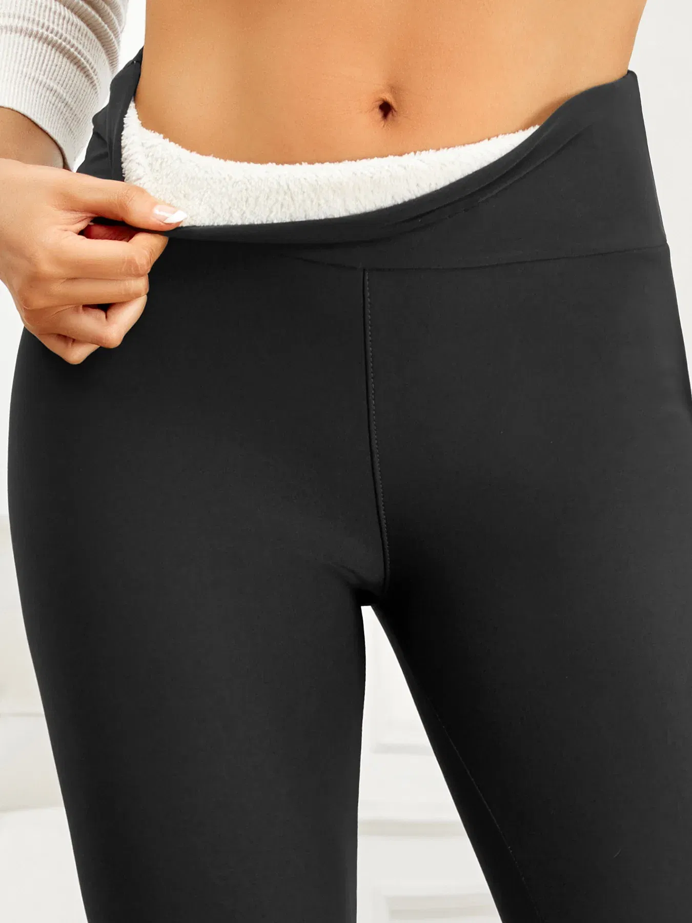 Color: SKY BLUE, Size: L - 2024 Blue Thick Winter Leggings Women High Waist Warm Fashion Outdoors Leggings Women Autumn Velvet 200G Pants Classic Embroide