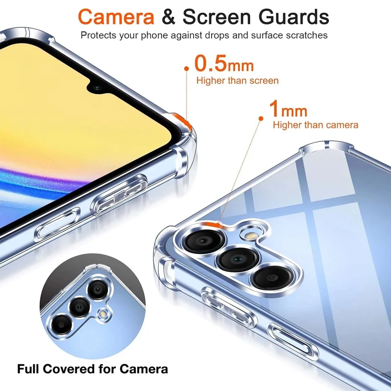 Color: Gold - Luxury Clear Phone Case For Samsung Galaxy A15 A25 A35 A55 A04 A14 A23 A54 A03 A13 A23 A33 A53 A73 A32 A52 A72 Back Cover
