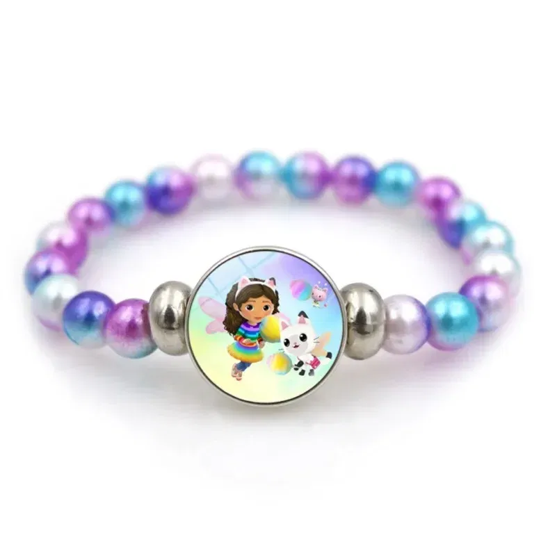 Color: Clear, Size: 40cm - Gabby Dollhouse Bracelet Fashion Beaded Wristband Cartoon Anime Jewelry Accessories Kids Girls Boys Birthday Baby Shower Gift