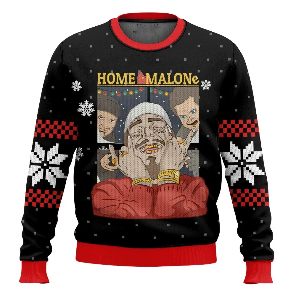 Color: Red, Size: XXXL, Ships From: CHINA - Merry Christmas alone at home Ugly Christmas sweater cartoon animation Men's pullover 2026 fashionable couple shirts Sweatshirt