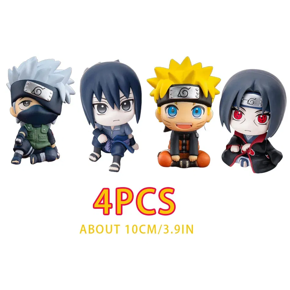 Color: WHITE - 10cm Naruto Anime Figure Uzumaki Naruto Kakashi Uchiha Sasuke Itachi Cute Toys Q Figurals Action Figurine Model