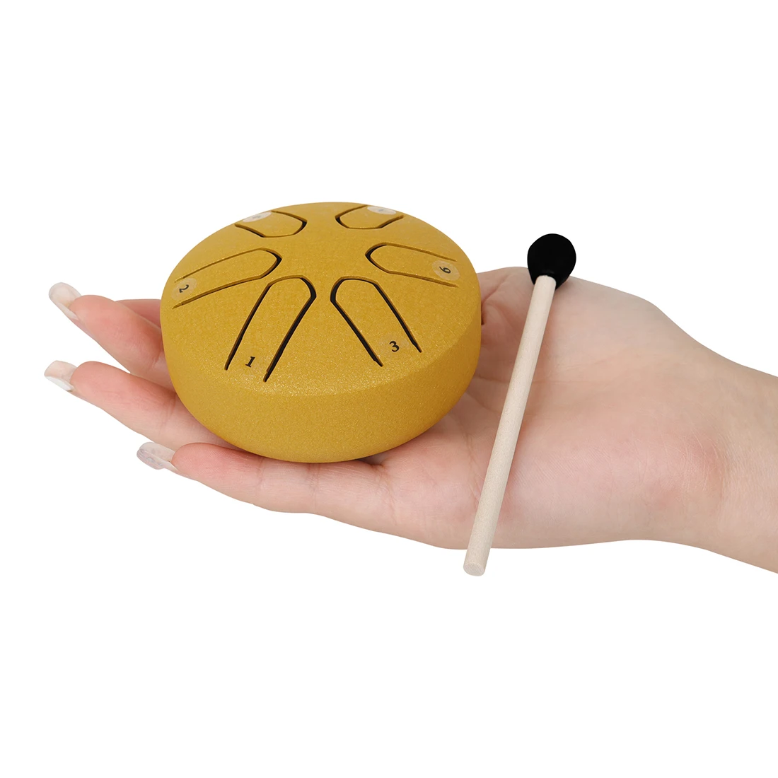 Color: Eggplant - 3 Inch 6-Tone Steel Tongue Drum Mini Hand Pan Drums with Drumsticks Percussion Musical Instruments Drum Accessories