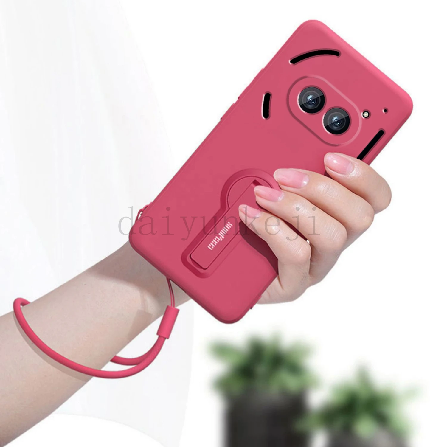 Color: SKY BLUE, Material: CANVAS - Liquid Silicone Case For Nothing Phone 2A Plus 3A Soft Cover Shockproof Protective Phone Case with Holder Screen Film