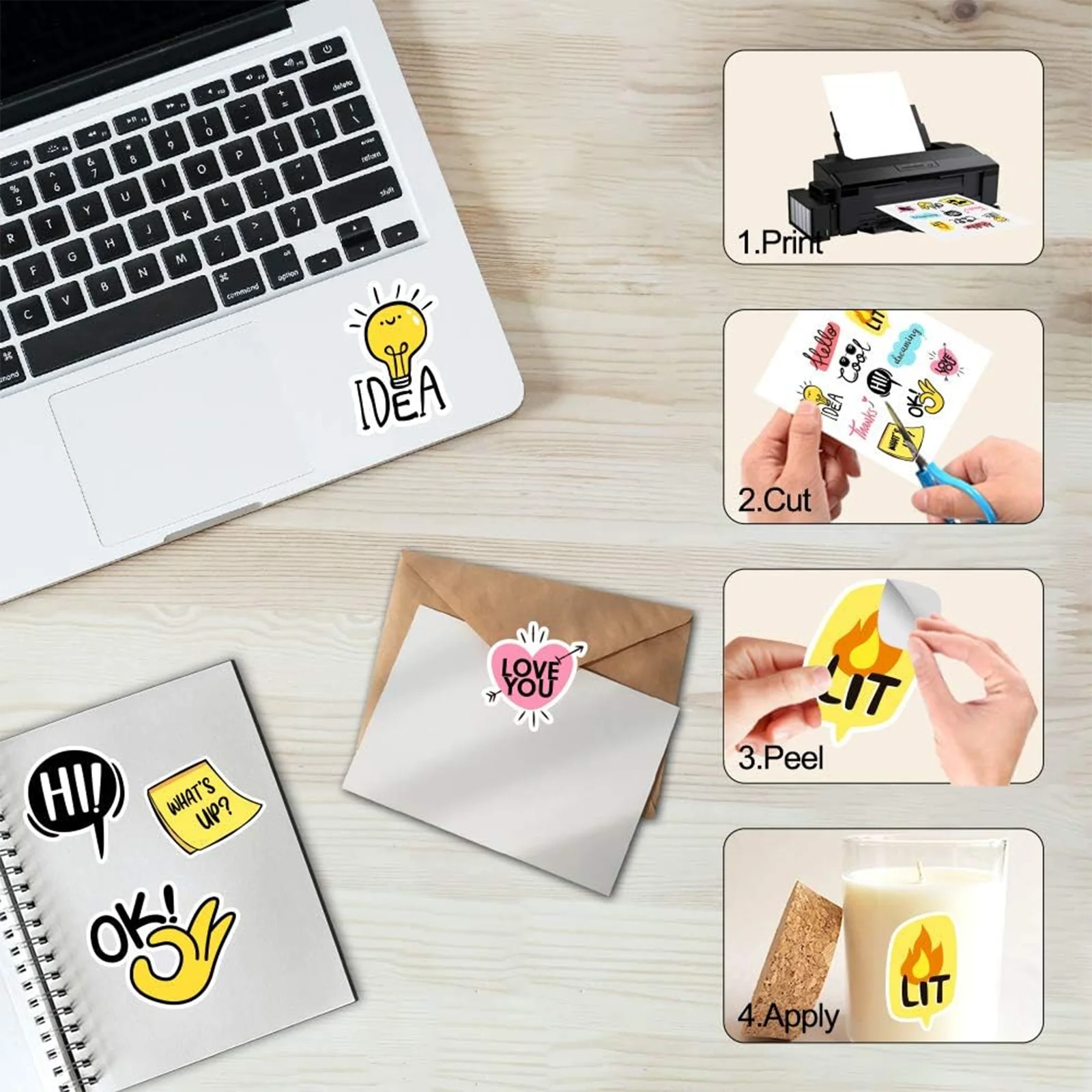 Color: Yellow - 10/20/30/40 Sheets A4 pp Matte Vinyl Sticker Paper for Inkjet Printer Sticker Papers White Labels Waterproof & Tear-Resistant