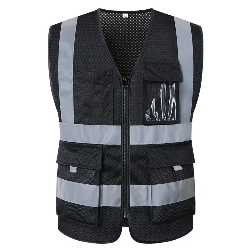 Color: Orange, Size: L - SFVEST MENS WOMEN HI VIS VIZ EXECUTIVE VEST WAISTCOAT TWO INCHES WIDTH REFLECTIVE SAFETY LARGE POCKETS FREE DELIVERY