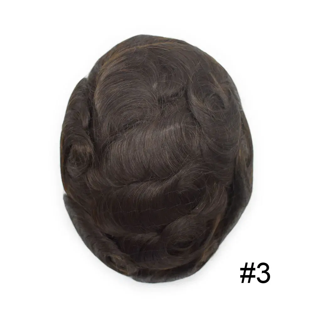 Men Toupee Hair Systems Ultra Thin Skin 0.06MM V-LOOP Capillary Prosthesis Invisible Hairline Real Human HairPieces Hair Units