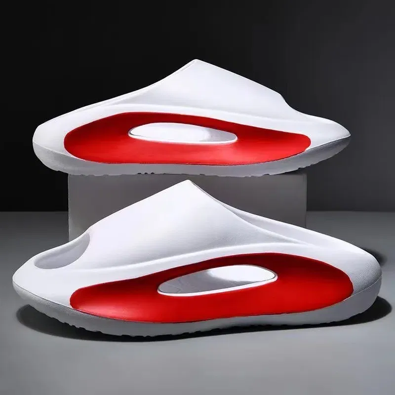Color: WHITE, Shoe Size: 38 - Sandals Men Summer Fashion Non-slip Wear-resistant Thick Soles to Increase the Sense of Men's Beach Sandals Womens Home Slipper