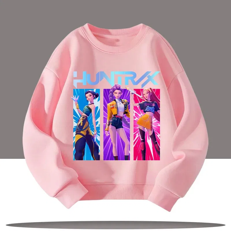 Color: Blue, Kid Size: 8 - K-pop Demon Hunters New Children's Round-neck Sports Shirt with Cartoon Print - 3-12 Years Old Cute Girl Casual Top