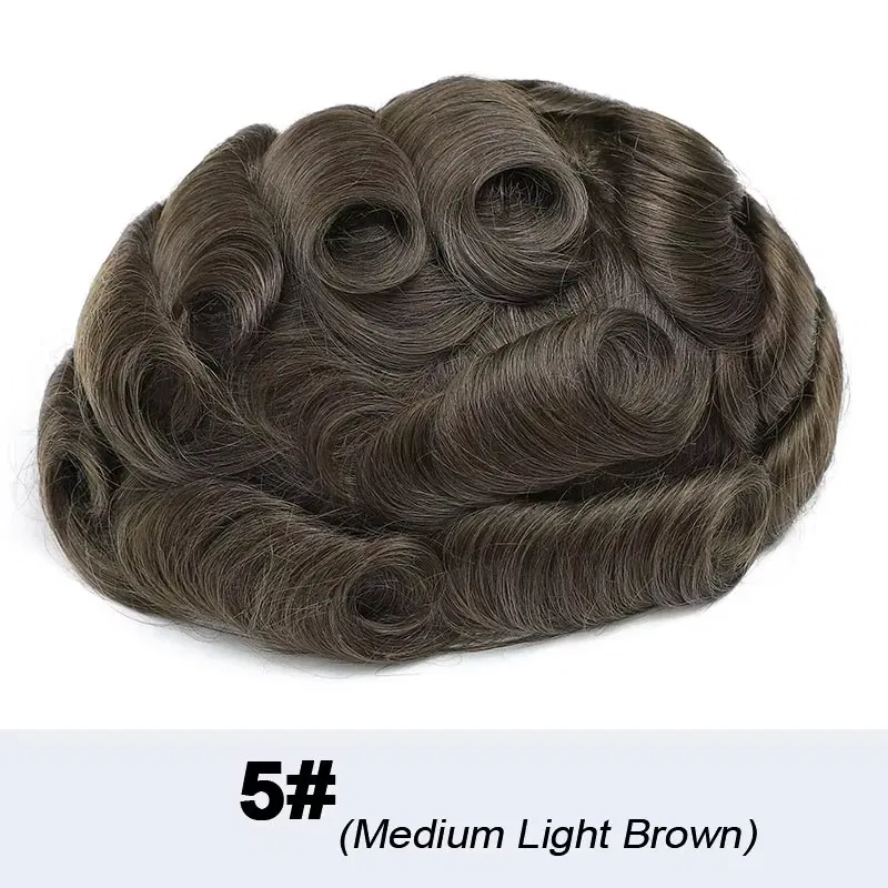 Poly Skin Toupee for Men Human Hair Pieces hair replacement System for Men Thin skin PU hair prosthesis