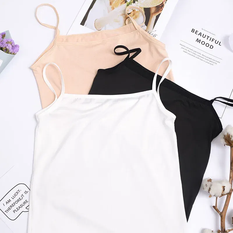 Color: creamy-white, Size: One Size, Ships From: CN - Women's Camisole Women's Bottoming Milk Silk Texture Comfortable Cool Shirts Women's Sexy Slim Slim Underwear