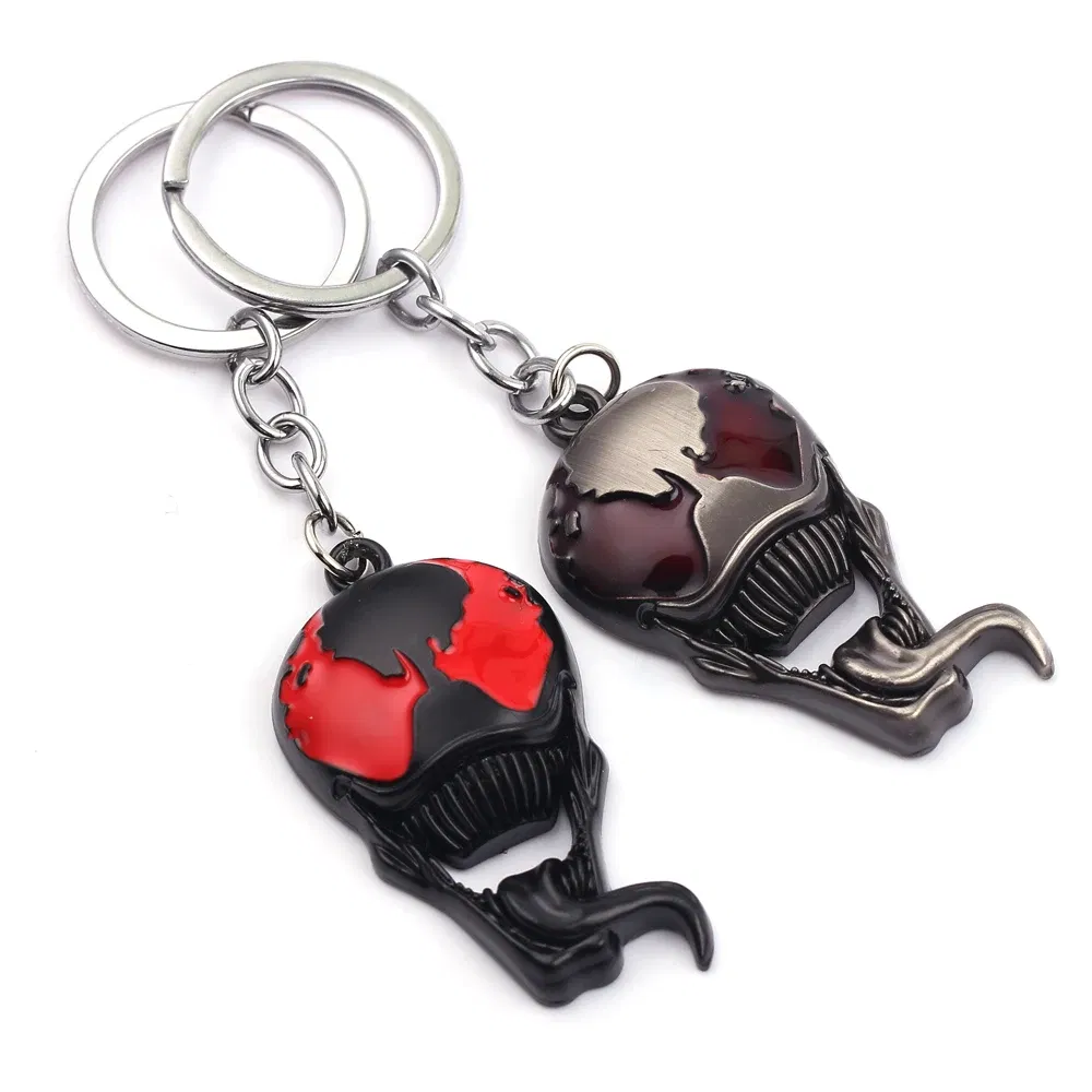 Marvel Villains Hero Venom Mask Metal Keychain Horror Long Tongue Car Pendant Key Holder for Men Jewelry Accessories Keyrings