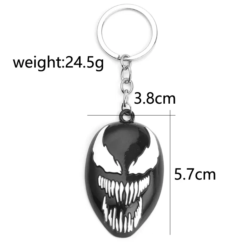 Marvel Villains Hero Venom Mask Metal Keychain Horror Long Tongue Car Pendant Key Holder for Men Jewelry Accessories Keyrings