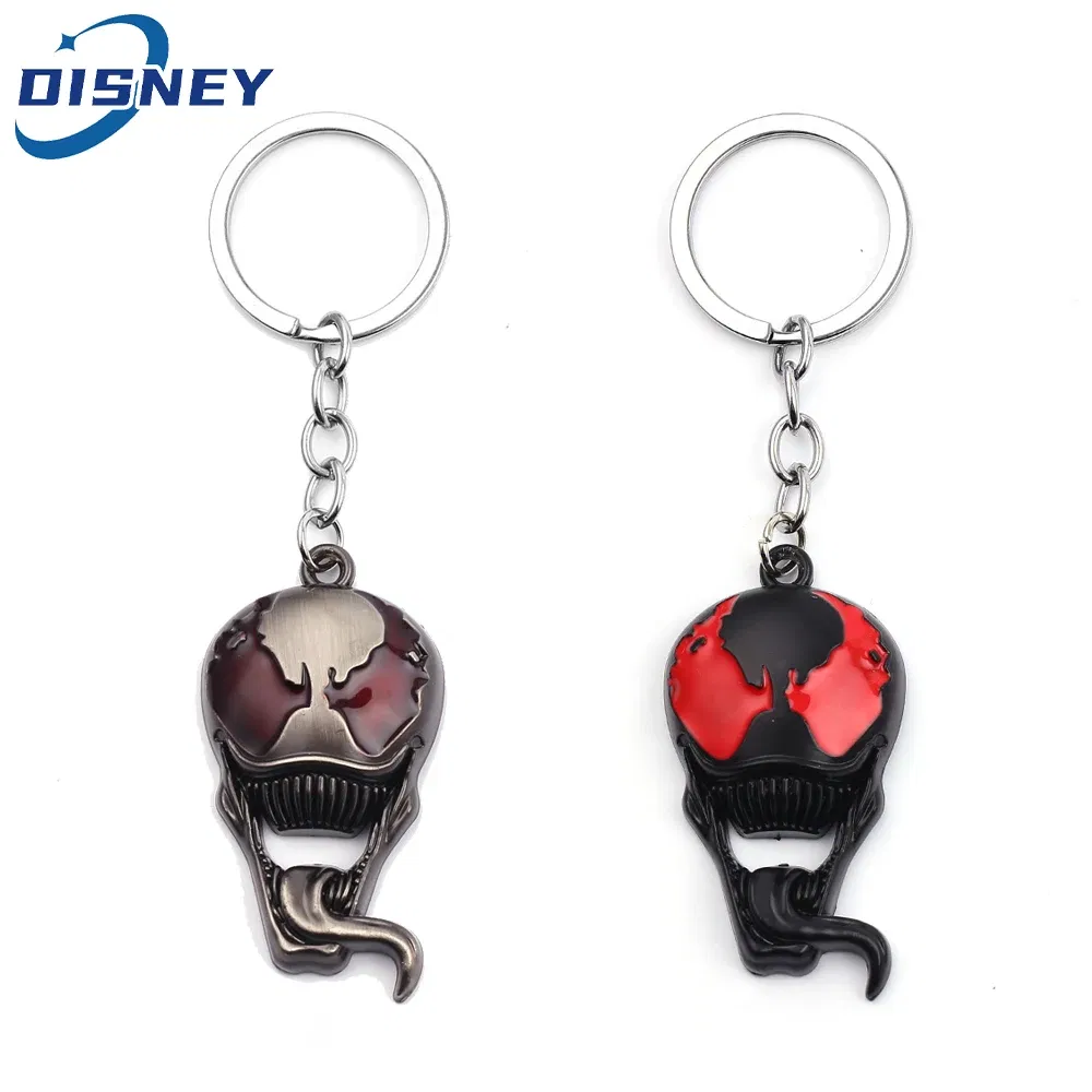 Marvel Villains Hero Venom Mask Metal Keychain Horror Long Tongue Car Pendant Key Holder for Men Jewelry Accessories Keyrings
