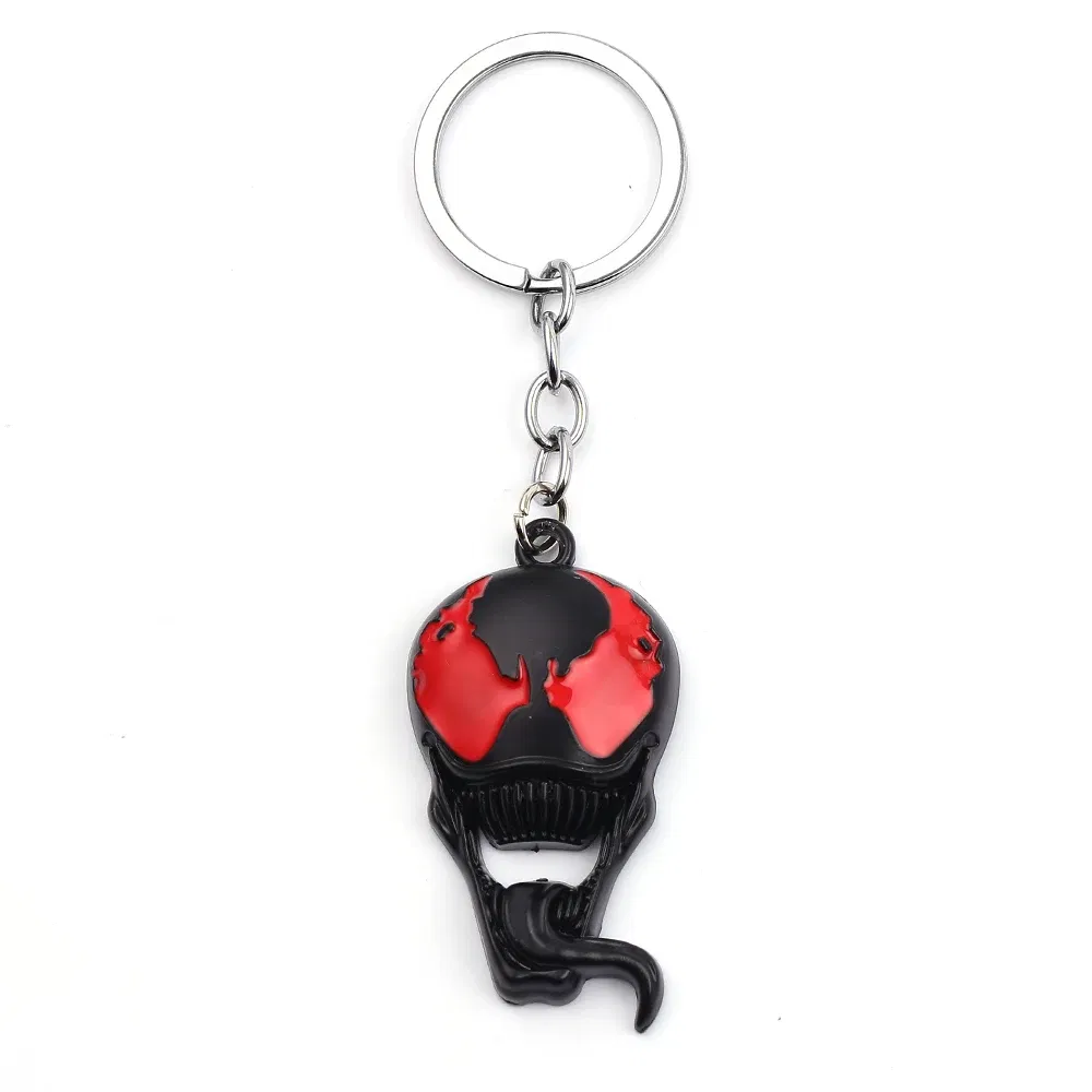 Marvel Villains Hero Venom Mask Metal Keychain Horror Long Tongue Car Pendant Key Holder for Men Jewelry Accessories Keyrings