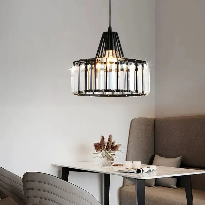Nordic Crystal LED Pendant Light Retro Gold 1/2/3 Head Dining Room Hanging Fixture For Living Room Bedroom Indoor E27 Decor Lamp