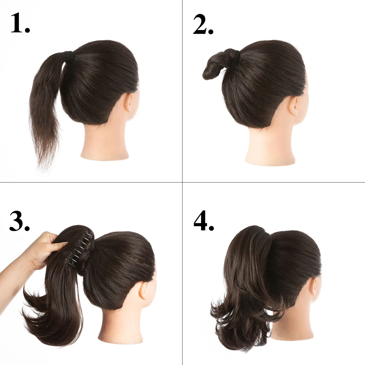 Color: 4/27HL, Stretched Length: 12inches - Synthetic Claw Clip In Ponytail Hair Extensions Hairpiece Horse Tail Fake Hair Wavy Blonde False Pigtail With Elastic Band