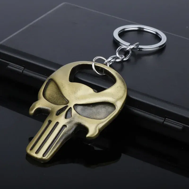 Color: black - Skull Beer Bottle Opener Keychain Practical Ornaments Pendant Zinc Alloy Openers Gifts Gold Silver Kitchen Tools Accessories