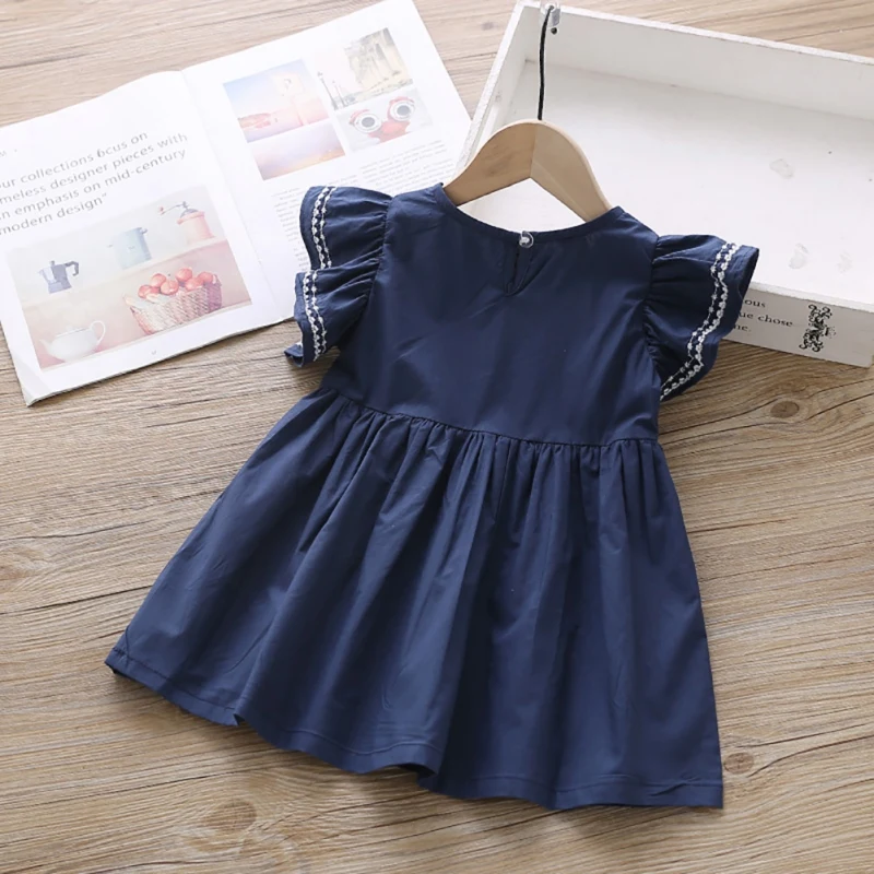 Color: WHITE, Kid Size: 3T - Summer Baby Girl Princess Dress Casual Fashion Baby Girl Flying Sleeve Bow-knot Princess Dress Kids Clothing For 1-6 Years Old