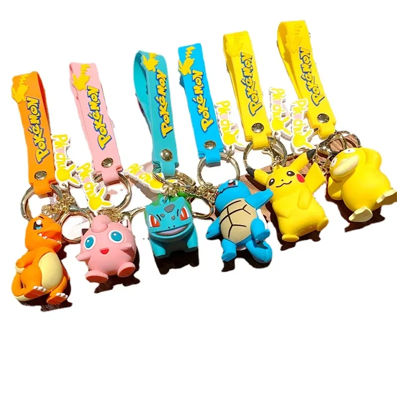 Color: Green, Size: 12cm - Pokemon Keychain Batch Pendant Pokemon Keyring Cute Pikachu Doll Bag Car Pendant for Birthday Kids Gift Toys Charm Bulk Gourd