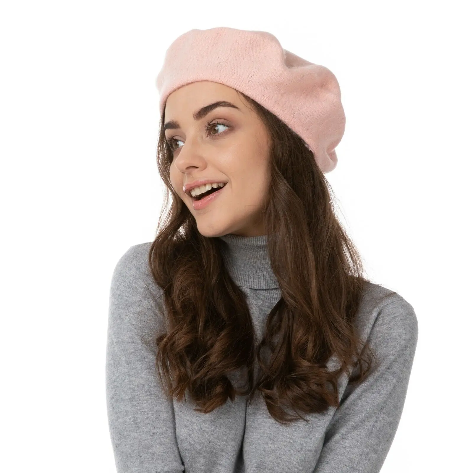 Color: black - Women Berets French Artist Style Warm Winter Beanie Versatile Hat Retro Plain Beret Solid Color Elegant Lady Girls Painter Hat