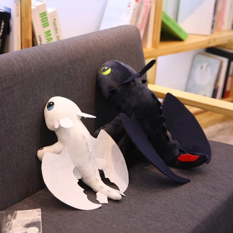 Color: WHITE, Height: 11cm-30cm - 20-65cm Plushies Dragon Toys Kawaii White Black Dinosaurs Animal Stuffed Plush Toys In Stock Plush Kid Birthday Gifts for Kids