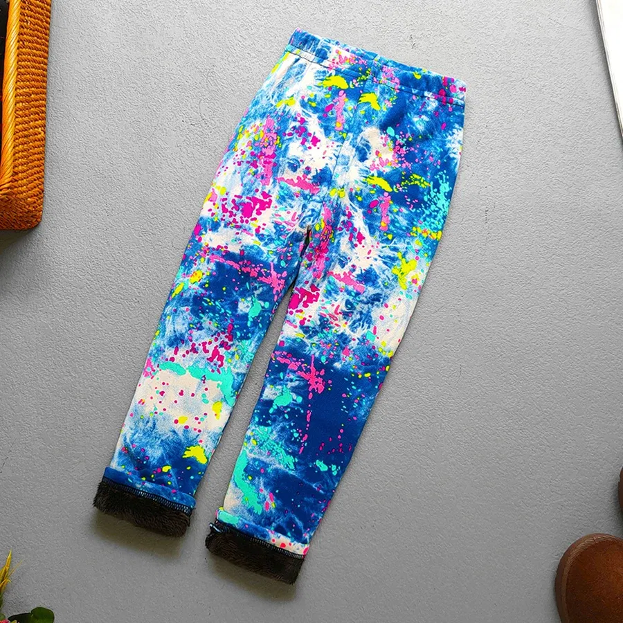 Color: Yellow, Kid Size: 9 - Autumn Winter Print Flowers Thick Warm Kids Toddler Baby Girls Leggings Children's Pants