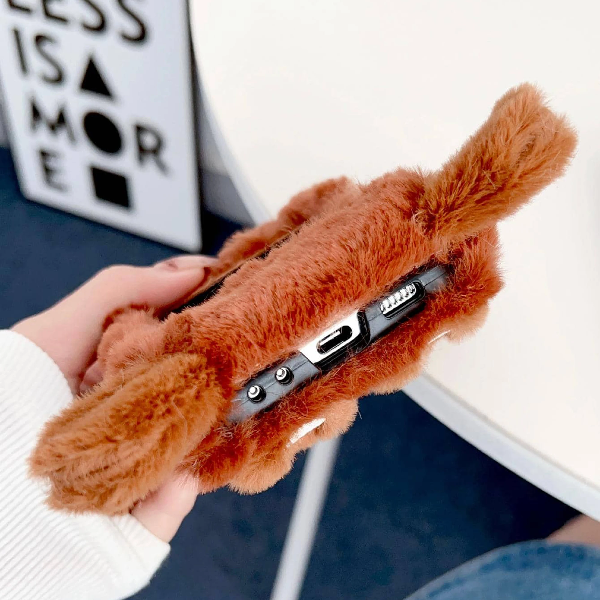 Color: WHITE, Size: Samsung Galaxy Z Flip 3 - Cartoon three-dimensional bear plush folding phone case for Samsung Galaxy Z Flip 3 4 5 all-inclusive plush folding phone case