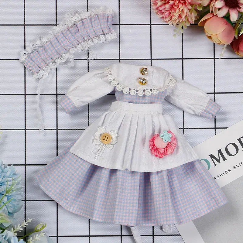 Color: Blue - 30CM BJD Doll Clothes Girl Dress Up Makeup DIY Toys Accessories Dress Princess Doll House Set Children Humanoid Doll Girl Gifts