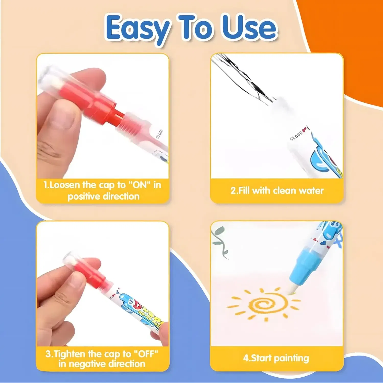 Color: Pink - Magic Water Drawing Mat Coloring Doodle Mat with Reusable Magic Pens Montessori Toys Painting Board Educational Toys for Kids