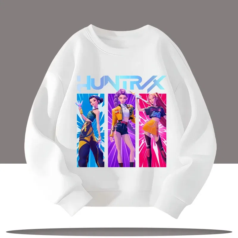 Color: Beige, Kid Size: 7 - K-pop Demon Hunters New Children's Round-neck Sports Shirt with Cartoon Print - 3-12 Years Old Cute Girl Casual Top