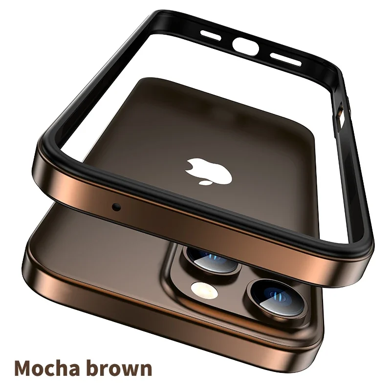 Color: GRAY, Material: Aluminum - Titanium Metal Frame Bumper Shockproof Case for IPhone 16 15 Pro Max Plus 5G for Apple Solid Colour Protection Phone Cover