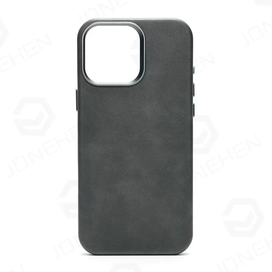 Color: GRAY, Material: PC - High-end Retro Oil Wax Pattern Magnetic For Magsafe Leather Case For iPhone Air 15 14 Plus 13 16 17 Pro Max Camera Button Cover
