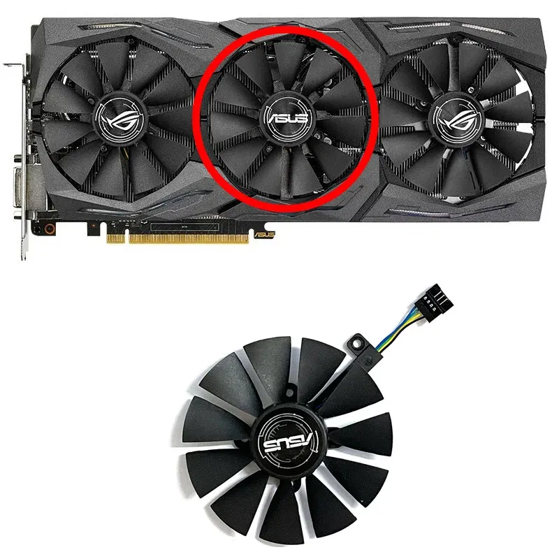 Color: Red - 87mm 6pin T129215SU GTX1060 1070 1080 GPU Cooler For ASUS Strix GTX 1060 OC 1080 1070 1080Ti RX 480 Graphics Card Fan Cooler