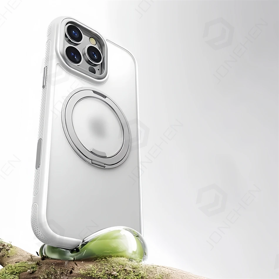 Color: black, Material: Neoprene - 360?° Rotation Ring Stand Magnetic Case For iPhone 13 14 15 16 17 Pro Max 16E Matte Military Shockproof Armor Cover For Magsafe