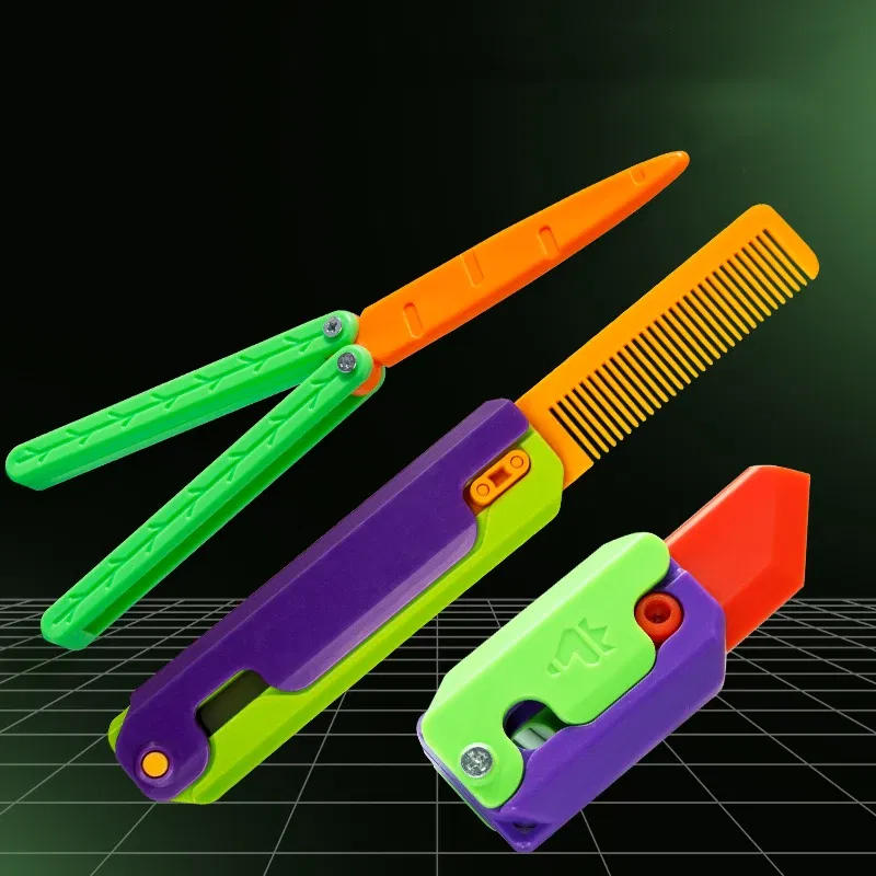 Color: PURPLE, Ships From: CHINA - Gravity Folding Claw Knife Radish Knife 3d Printing Gravity Knife Small Radish Knife Push Card Decompression Fidget  Mini Toy