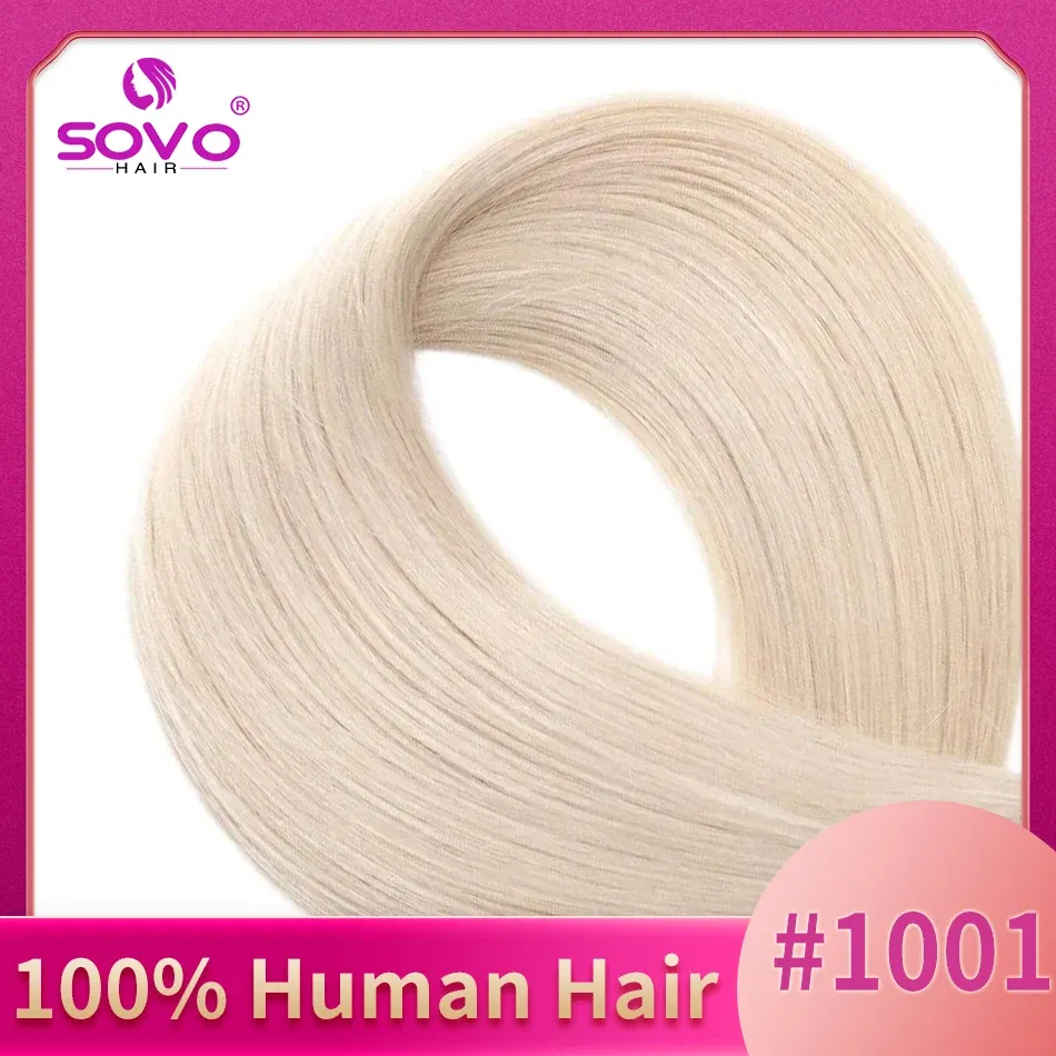 Color: #10/22/613, Length: 16inches - SOVO Clip In Hair Extensions Human Hair 3 Pieces Bone Straight Clip Ins Hair Extension 60-90G Real Natural European Hair 12-26"